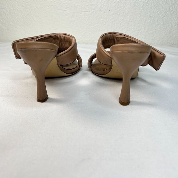 Gia Borghini Pernille Teisbaek Two-Band Puffy Slide Sandals Tan Leather 39.5 - Picture 13 of 16